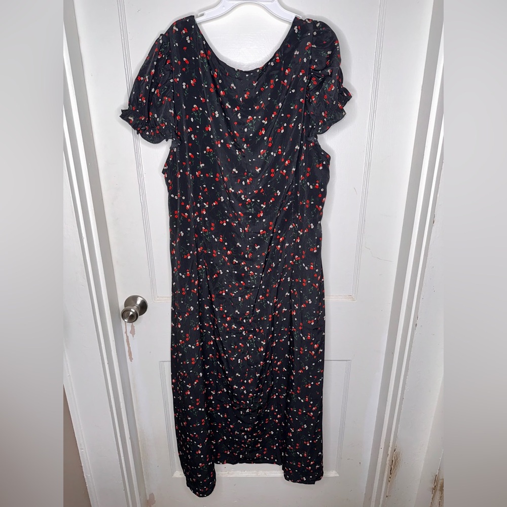 Cider Woven Sweetheart Floral Bowknot Puff Sleeve MIDI Dress size 4xl. NWOT. - Picture 3 of 4